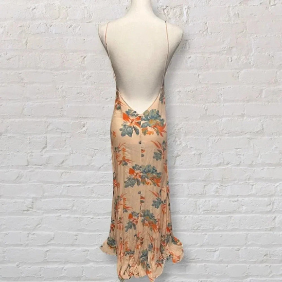 Free People Star Chasing Slip Dress In Hibiscus Combo Peach Green Size XS - Picture 3 of 7